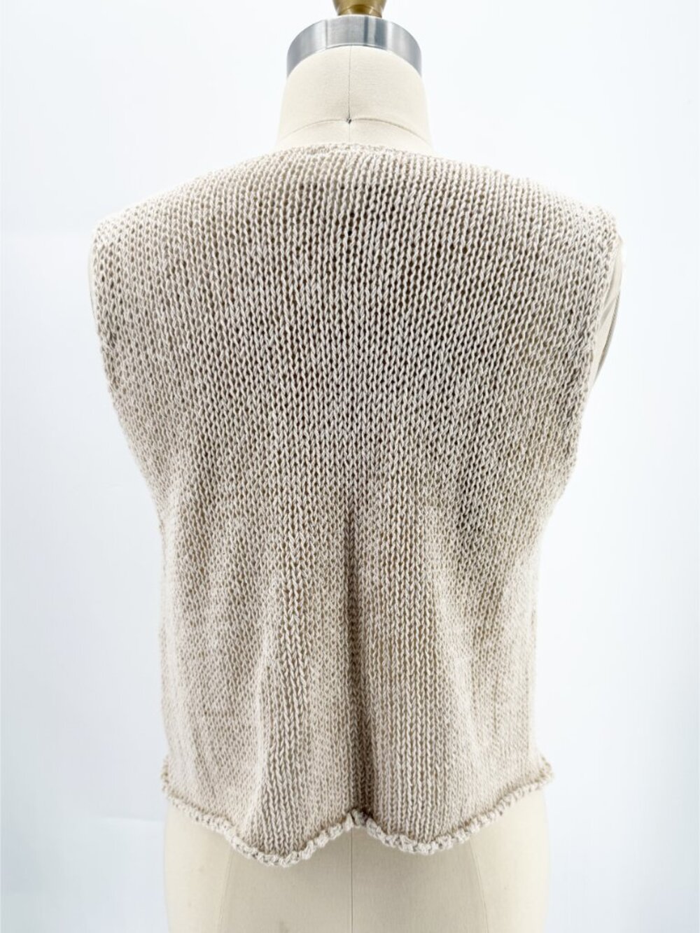 MONKI KNIT CROCHET OPEN FRONT VEST Neutral M - Picture 3 of 8